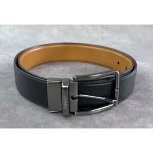 MEN'S OLIMPO Reversible BLACK & Brown/Tan GENUINE LEATHER BELT SIZE 38/95 CM